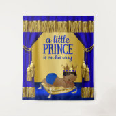 青いエスニックプリンス男の子ベビーシャワー背景 タペストリー (正面)