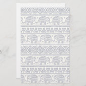 青いエスニック象のパターン 便箋 (正面/裏面)