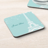 青いエッフェル塔のコルクのコースターセット コースター (左側)