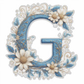 青いエナメルの装飾文字G シール (正面)