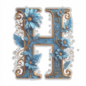 青いエナメルの装飾文字H シール (正面)