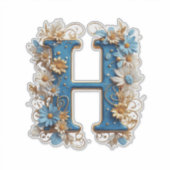 青いエナメルの装飾文字H シール (正面)