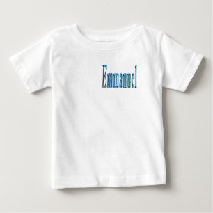 青いエマニュエル名前 ベビーTシャツ