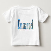青いエマニュエル名前 ベビーTシャツ (裏面)