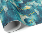 青いエレガンスクール：カスタマイズ可能な抽象芸術ギフトWra ラッピングペーパー (ロールコーナー)