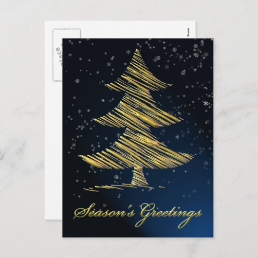 青いエレガントあいさつ企業のカード シーズンポストカード (正面/裏面)