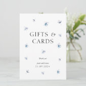 青いエレガントあじさいウェディングギフト&カードサイン 招待状 (スタンド正面)