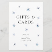 青いエレガントあじさいウェディングギフト&カードサイン 招待状 (正面)