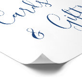 青いエレガントあじさいカードとギフト結婚ズ ポスター (角)