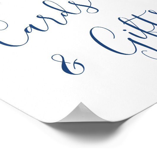 青いエレガントあじさいカードとギフト結婚ズ ポスター (角)