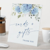 青いエレガントあじさいカードとギフト結婚ズ 台座サイン (インサイチュ)