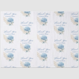 青いエレガントあじさいステッカーロゴ 薄葉紙