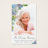 青いエレガントあじさいフローラ写真葬式カード (正面)