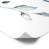 青いエレガントあじさいブライダルシャワーフォトプロップ ポスター (角)