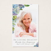 青いエレガントあじさい写真追悼式カード (正面)