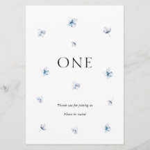 青いエレガントあじさい結婚のテーブル番号名