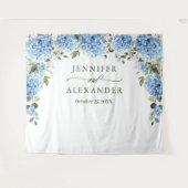 青いエレガントあじさい結婚の写真の背景 タペストリー (正面(横))