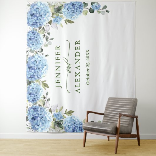 青いエレガントあじさい結婚の写真の背景 タペストリー (インサイチュ)