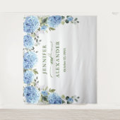 青いエレガントあじさい結婚の写真の背景 タペストリー (正面)