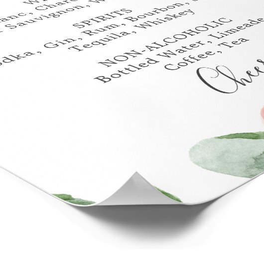 青いエレガントあじさい結婚の飲み物の看板 ポスター (角)