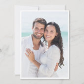 青いエレガントあじさい緑の写真結婚のQR セーブザデート (裏面)