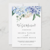 青いエレガントあじさい駆け落ち告知 案内状 (正面)