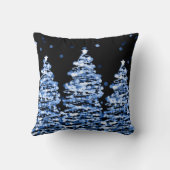青いエレガントなクリスマスの《写真》ぼけ味の木 クッション (裏面)