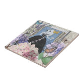 青いエレガントな女性の花のファンシーなドレス タイル (側面)