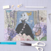 青いエレガントな女性の花のファンシーなドレス 薄葉紙 (クラフト)