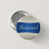 青いエレガントな新婦付添人の好意の眩ます輝き 缶バッジ (正面&裏面)