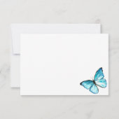 青いエレガントな水彩蝶の感謝 招待状 (裏面)