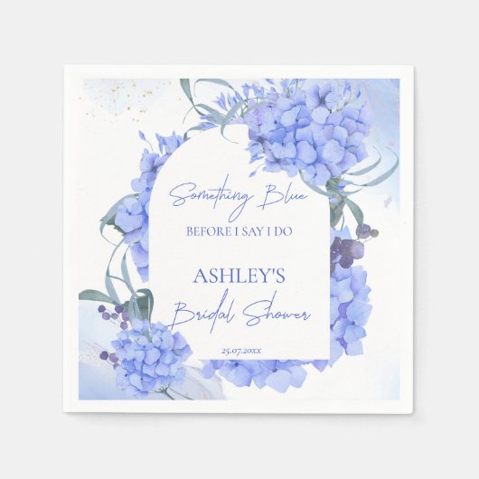 青いエレガントな結婚前祝賀会 スタンダードカクテルナプキン (正面)