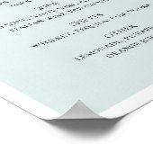 青いエレガントな結婚式。アルコールシンプル飲料バー ポスター (角)