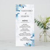 青いエレガントな花の夏の結婚式 メニュー (スタンド正面)