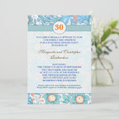 青いエレガントな30周年結婚式の招待状 招待状 (スタンド正面)