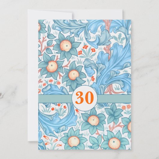 青いエレガントな30周年結婚式の招待状 招待状 (裏面)