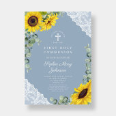 青いエレガントひまわり最初の聖餐式 招待状
