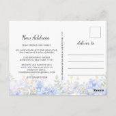 青いエレガントアジサイの動く発表 ポストカード (裏面)