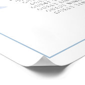 青いエレガントアジサイの結婚シーティングプラン ポスター (角)