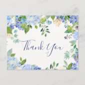 青いエレガントアジサイの緑ありがとう ポストカード (正面)