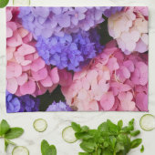 青いエレガントアジサイフローラ画像 キッチンタオル (折り畳み)