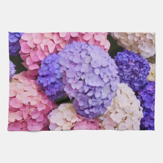 青いエレガントアジサイフローラ画像 キッチンタオル (横)