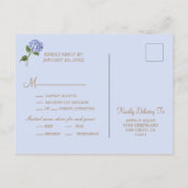 青いエレガントアジサイフローラRSVPカード インビテーションポストカード (裏面)