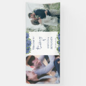 青いエレガントアジサイ2写真の結婚歓迎 横断幕 (縦)