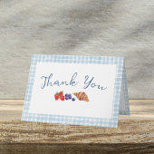 青いエレガントギンガムベリーかわいいブランチありがとう カード