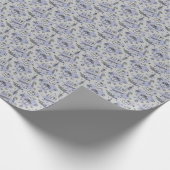 青いエレガントクリスマスパターン ラッピングペーパー (角)