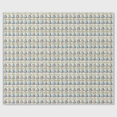 青いエレガントクリスマスベル ラッピングペーパー (フラット)