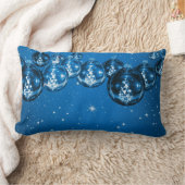 青いエレガントクリスマス ランバークッション (ブランケット)