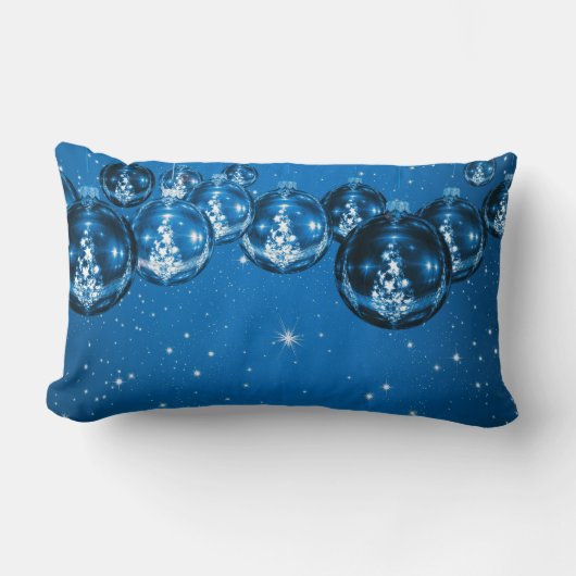 青いエレガントクリスマス ランバークッション (正面)