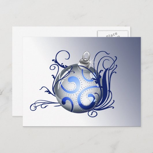 青いエレガントク企業のリスマス挨拶 シーズンポストカード (正面/裏面)